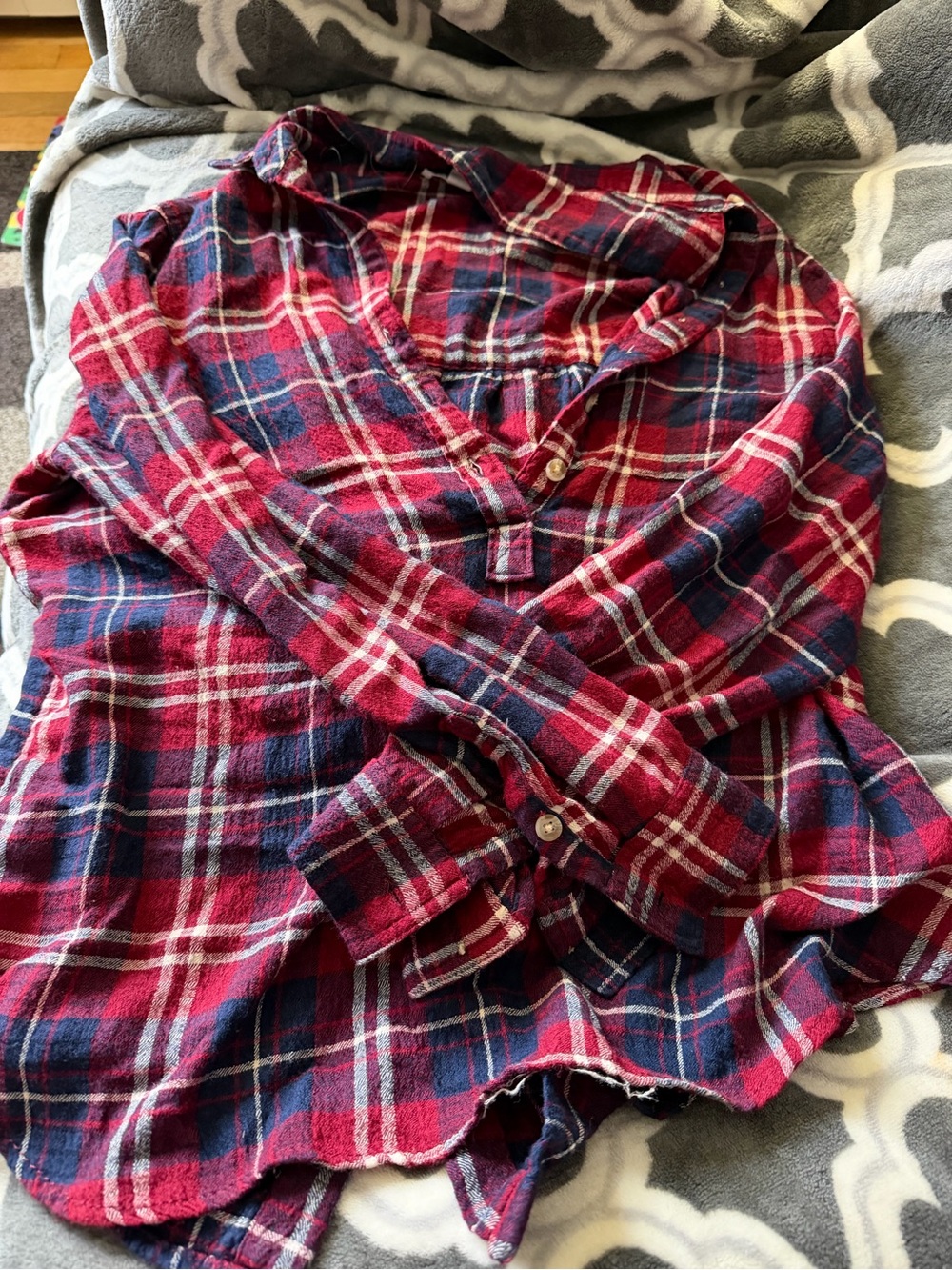 beachlunchlounge Red and Navy Plaid Button-Up